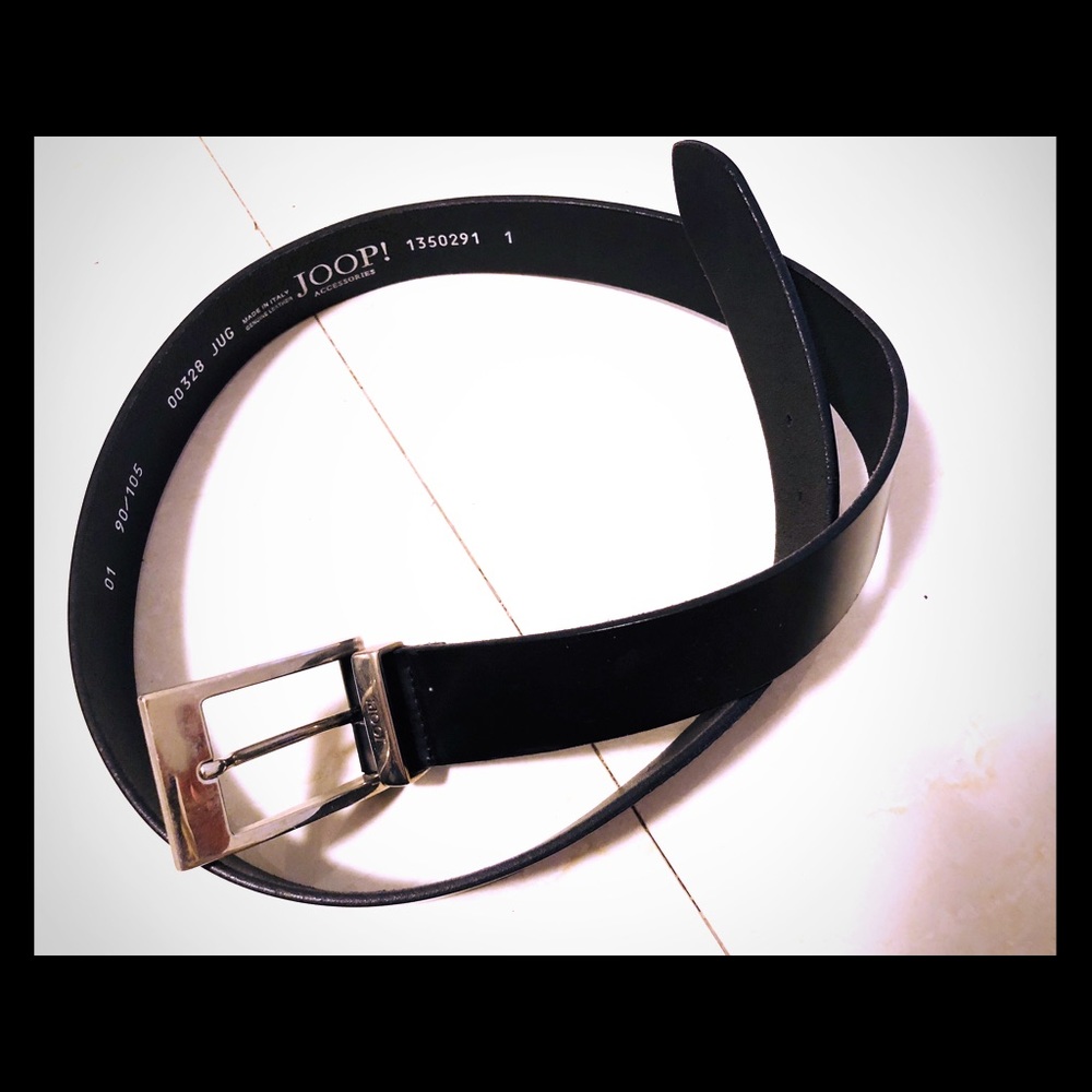 JOOP FvS black leather belt  sz90/105 New Unisex